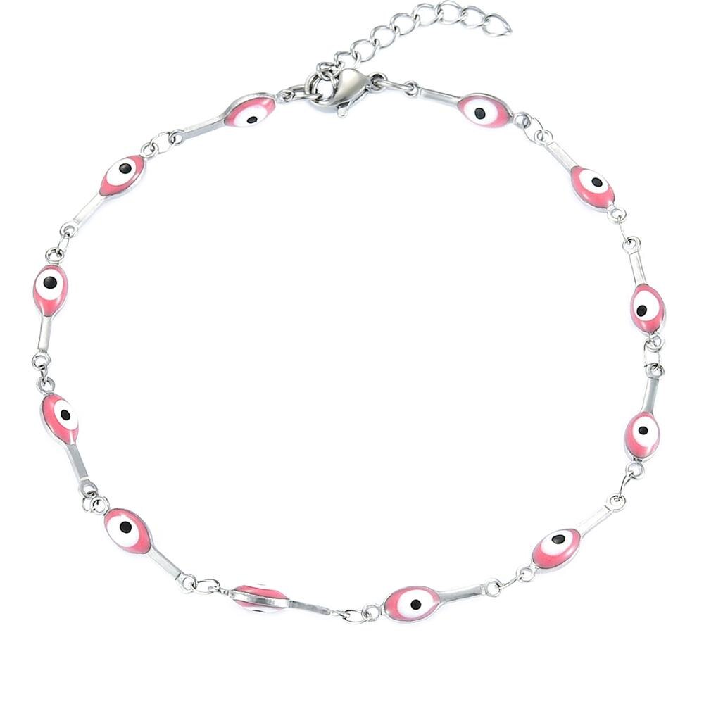 Pulsera de tobillo de acero inoxidable con cuentas de esmalte de 4MM, superposición de oro con Mini pulsera ajustable de estilo de ojo malvado de colores con extensor