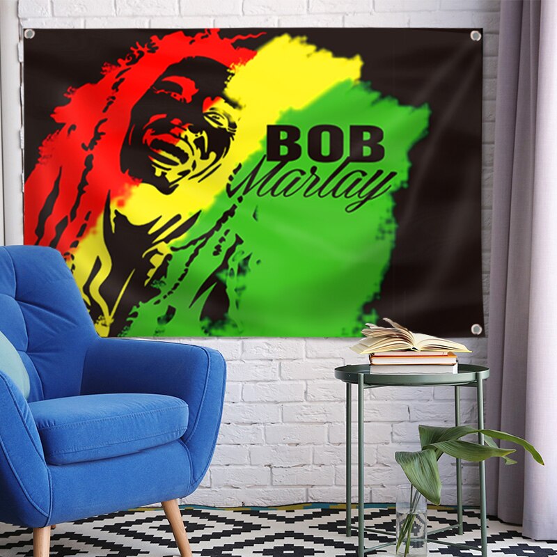 Leaf Rasta Lion Hanging Flag Banner Music Rock Reggae Jamaica Home Decoration Wall Art 4 Gromments in Corners 3*5FT 144cm*96cm