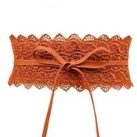 black white wide corset lace belt female self-tie belt belt girth belt women's belt wedding dress belt accessories: Camel