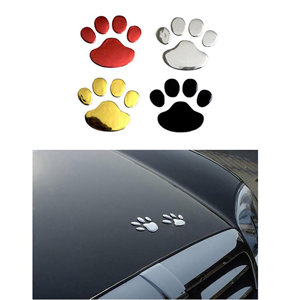 2Pcs/Set Footprint PVC Sticker Paw Car Sticker Cat Dog Footprint Decals Bumper Windshield Door Mirror Refrigerator Wall
