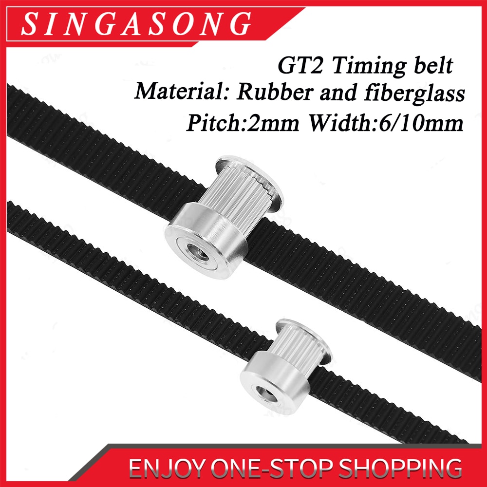 2 meter Rubber timing beltGT2 Open Distributieriem Breedte 6mm 10mm GT2-6mm voor 3D Printer RepRap Mendel Rostock CNC GT2 Riemschijf