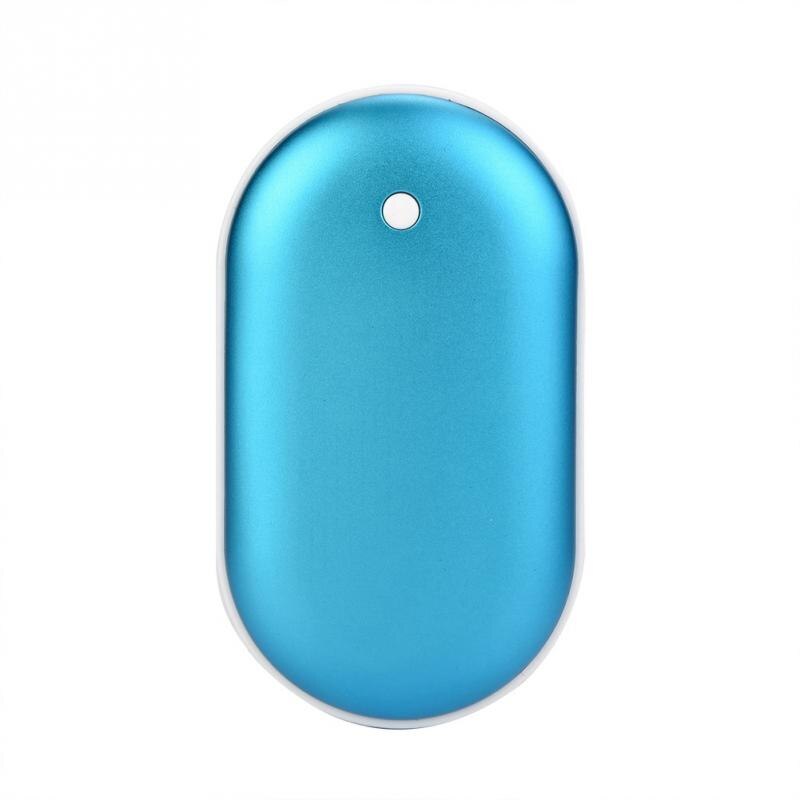 USB Pocket Heater Hand Warmer Portable Mobile Power Supply Macarons Double Heating Aluminum Alloy Mobile Phone Charging: Blue