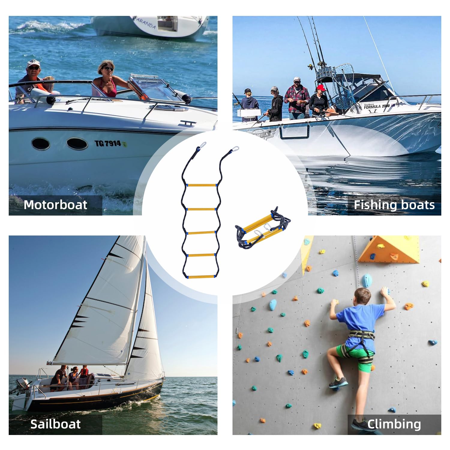 Boat Rope Safety Ladder Convenient For Swimming Diving And Ship Rescue Ideal for Swimmers Anglers And Family Water Activities