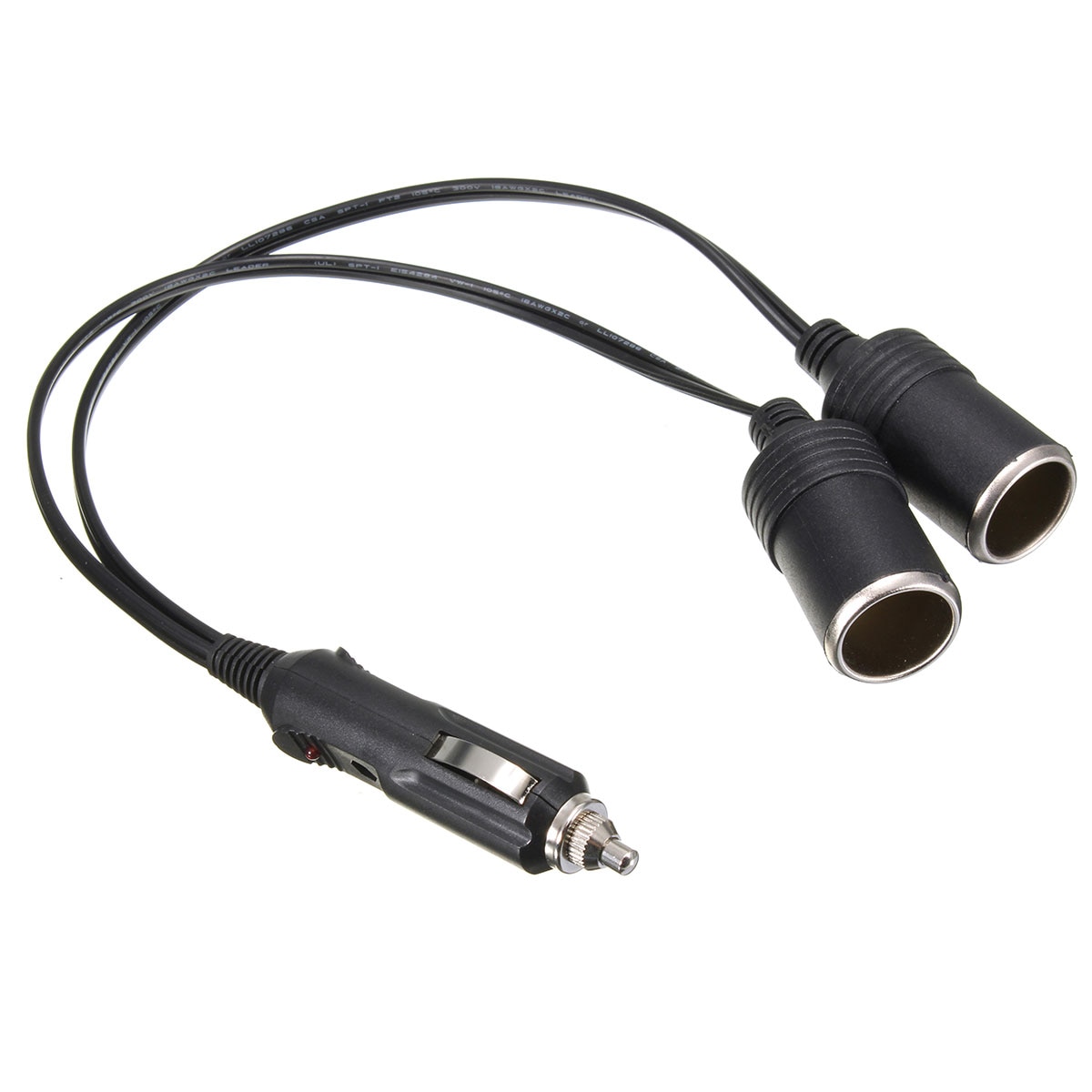 12V 45cm Car Auto Twin Double Cigarette Lighter Extension Lead Power Socket Adaptor 2 Way Splitter Charger