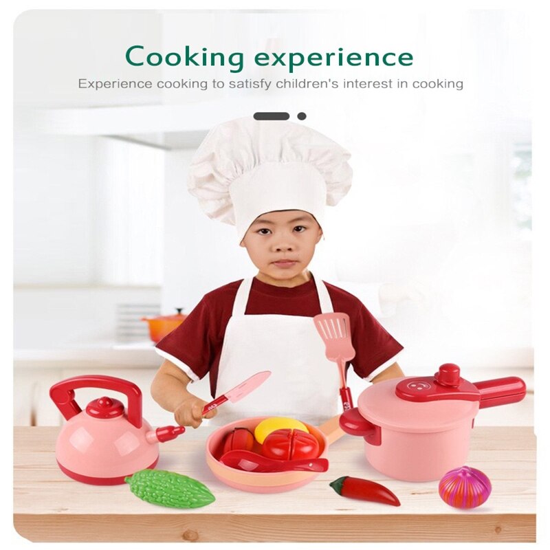 In Voorraad Keuken Speelgoed Voor Kinderen Kid 'S Simulatie Kookgerei Set Herbruikbare Plastic Keuken Speelgoed Sets Blauw/Roze kleur