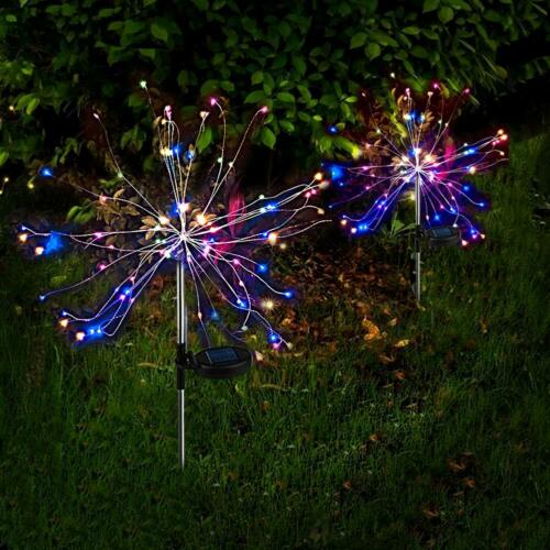 90 LED Solaire Alimenté Feux d'artifice Starburst Pieu Lampe de Jardin En Plein Air Fête