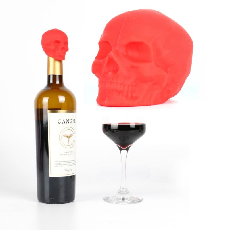 Tapón de silicona con cabeza de calavera para botella de vino, tapón de sellado a prueba de fugas, para vino, cerveza, 1 unidad