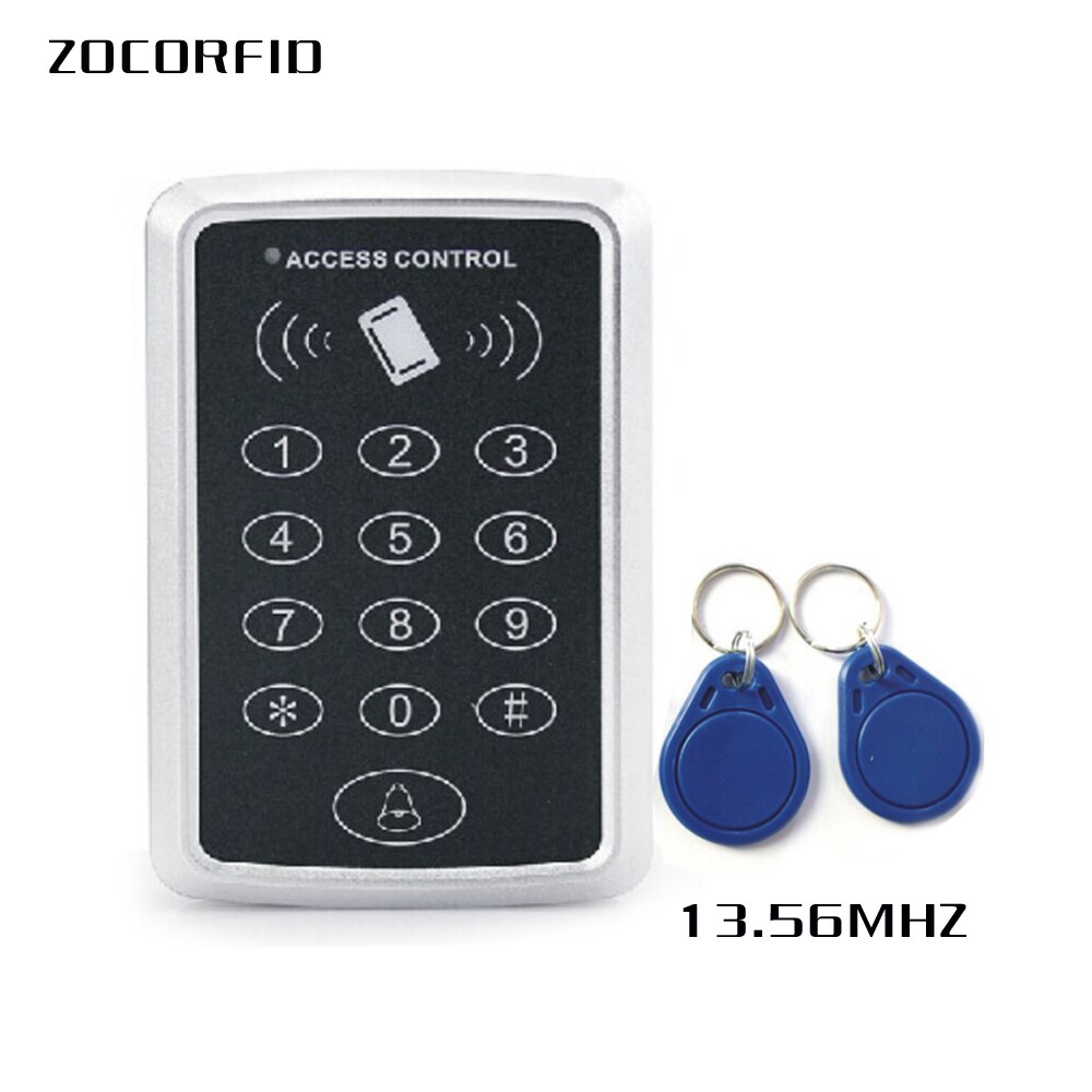 RFID Access Control Keypad Outdoor Rainproof keypad RFID Card Reader 5pcs Keyfobs For Door Access Control System: 13.56MHZ type