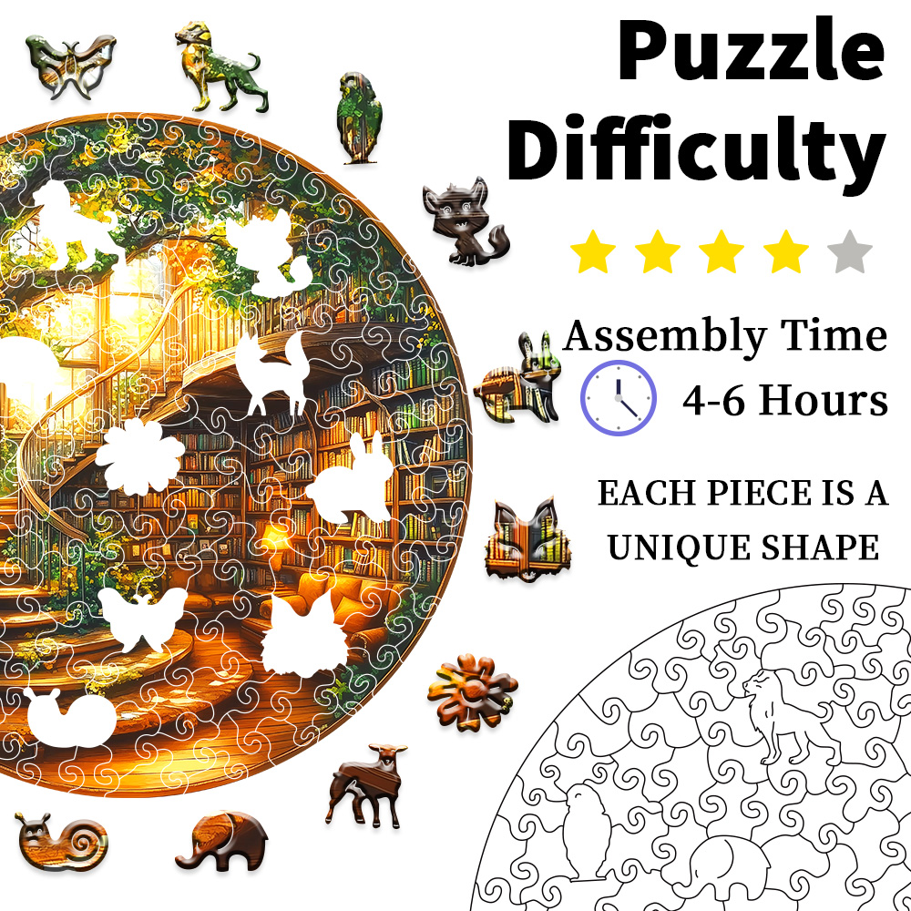 Fantasy Tree Series - Library - Wooden Puzzles Graduation or Birthday Home Decoration - Adult Puzzles