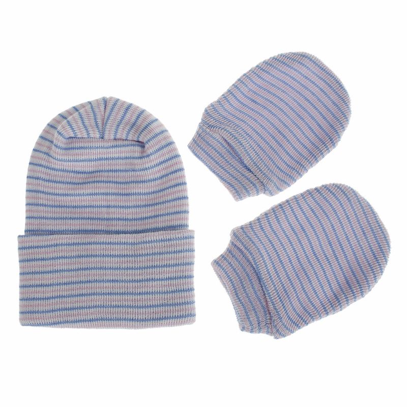 2Pcs Baby Anti Scratching Soft Cotton Gloves Double Layers Hat Set Protection Scratch Mittens Warmer Cap Kits