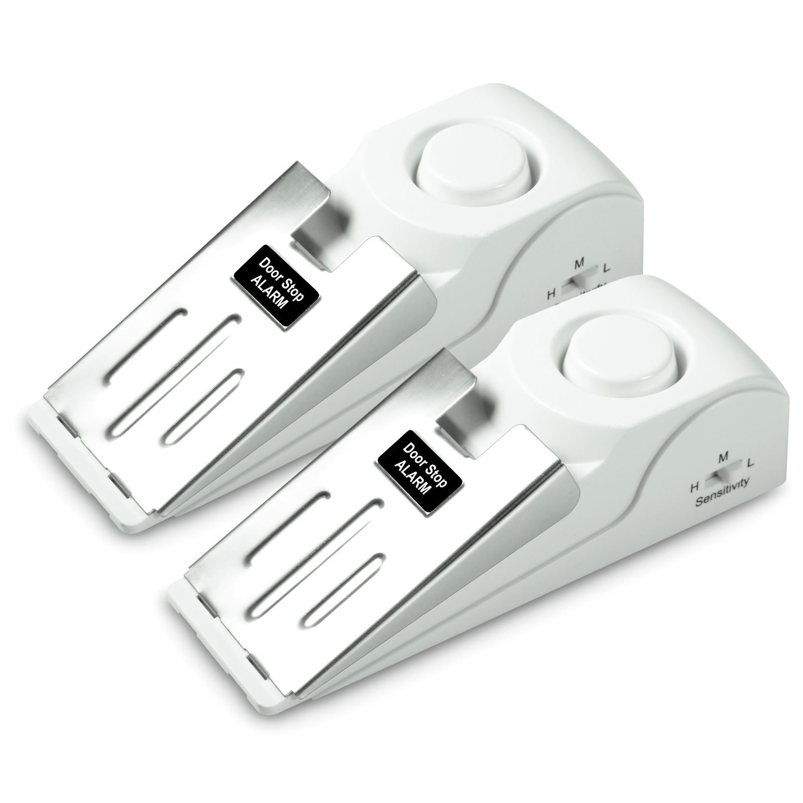 Alarme d'arrêt de porte avec sirène 120dB, butoir de porte portable, alarme de sécurité pour la maison et l'hôtel, 3 niveaux de sensibilité au recyclage, cale de porte, 2 pièces