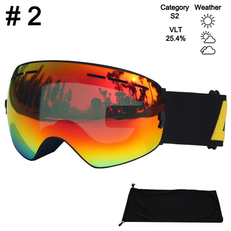 Locle sfæriske skibriller antidugg doble lag  uv400 store skimaske snowboardbriller skibriller briller: Farge 2 glass