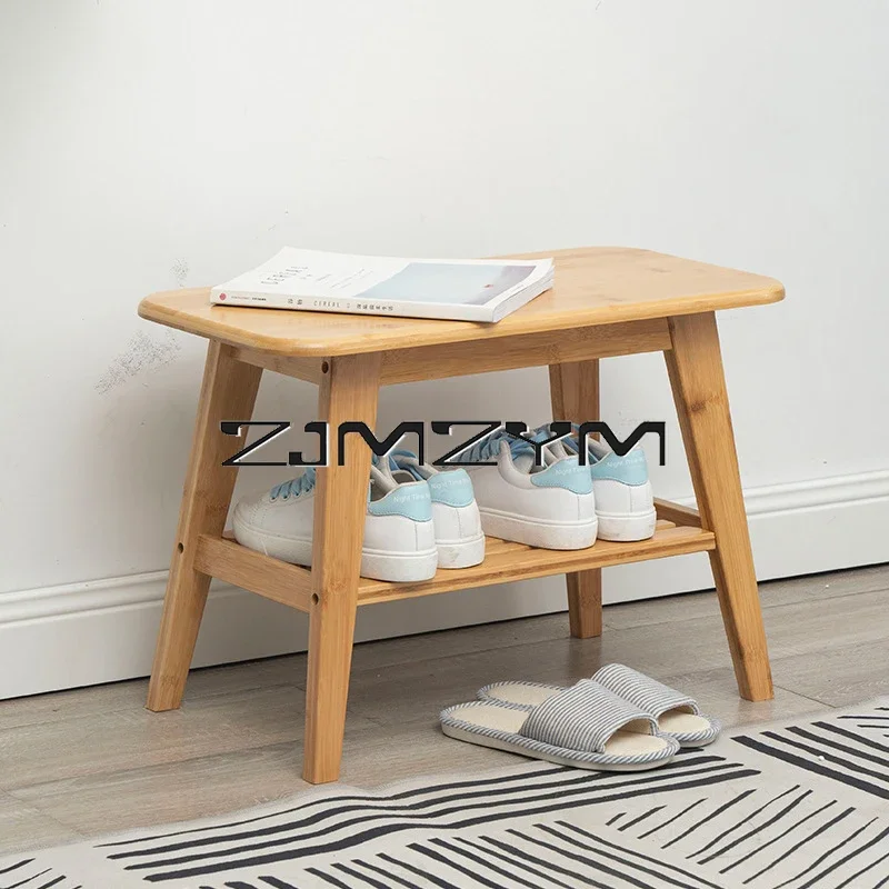 Tabouret de chaussure de porte de maison en bois, tabouret long nordique, chaussure de porte intégrée, meuble de salon T1