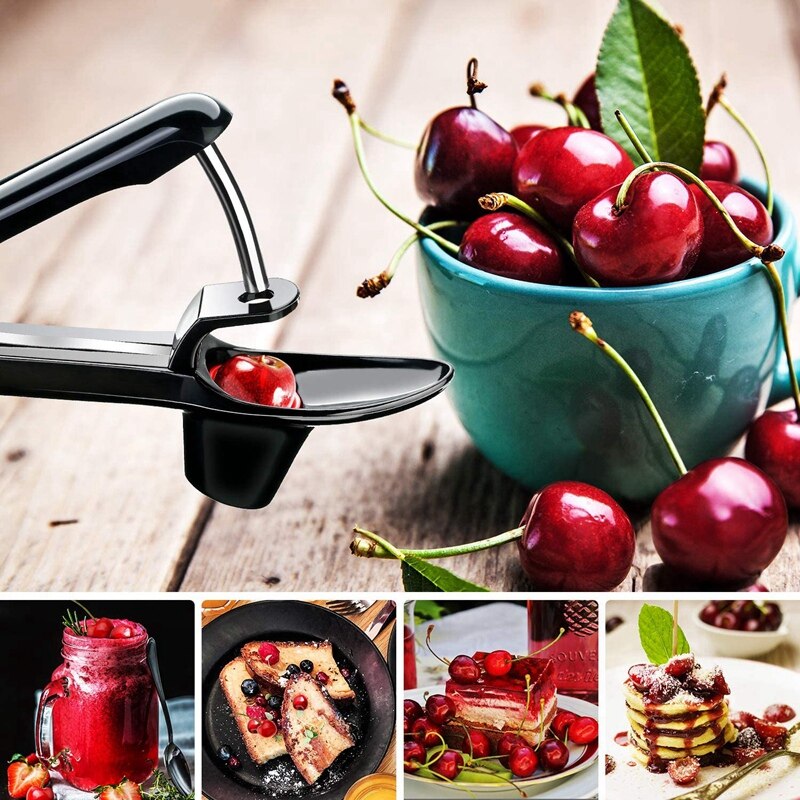 2 Pieces Cherry Pitter Remover Handheld Cherry Pitter Stoner and Strawberry Stem Remover Strawberry Huller