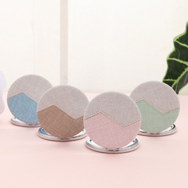 Petit miroir rond en cuir | Patchwork Double face, miroirs pliants cosmétiques portables, miroirs décoratifs