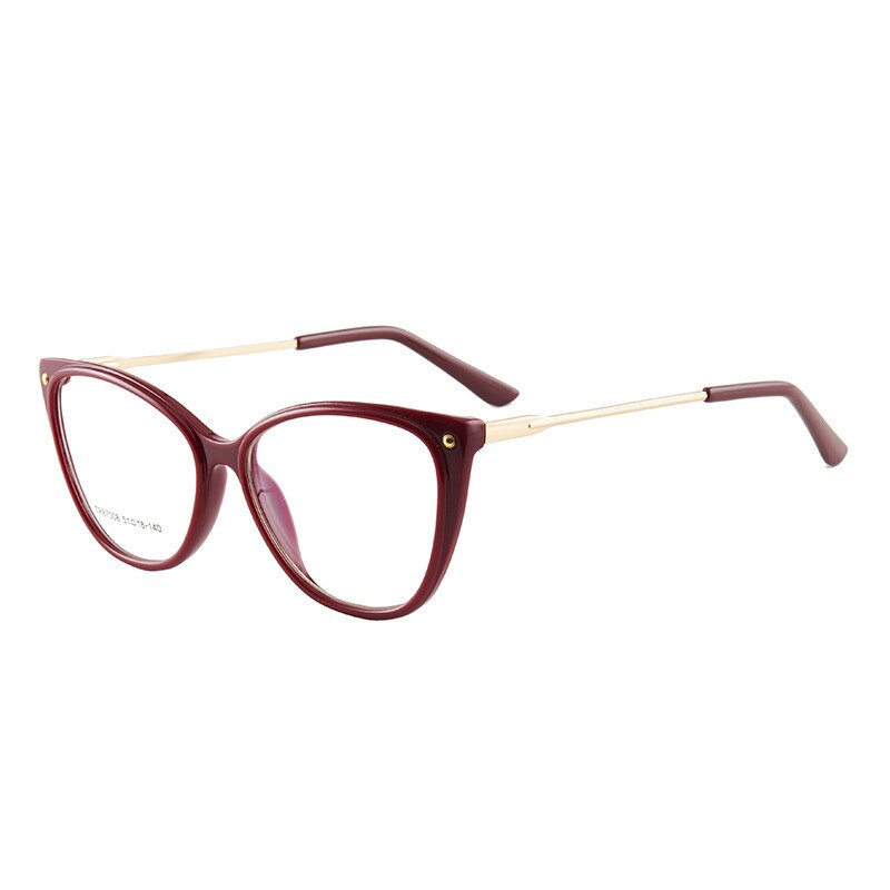 Cat Eye Anti-Blue Ray Optische Brillen Kunststoff Brille Rahmen Vollrand Frauen Stil mit Frühling Scharniere: Rot