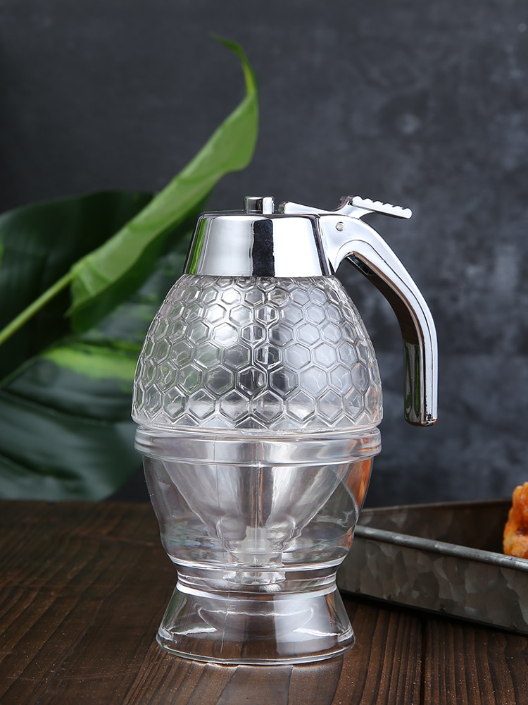 Crystal Honey Dispenser and Warmer Set Honey Jar Container Syrup Cup Dispenser