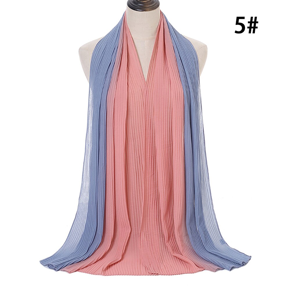 Ombre Chiffon Hijab Muslim Women Hijab Scarf Shawl Islam Headwrap Pleated Gradient Hijabs Shaded Crinkle Hijab Summer