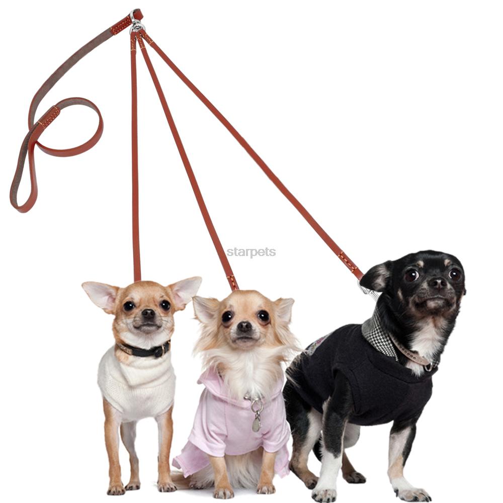 Trevejs intet virvar hvalp hundesnor kobling læder tredobbelt hundesnor blyhvirvel gratis til at gå 3 hunde