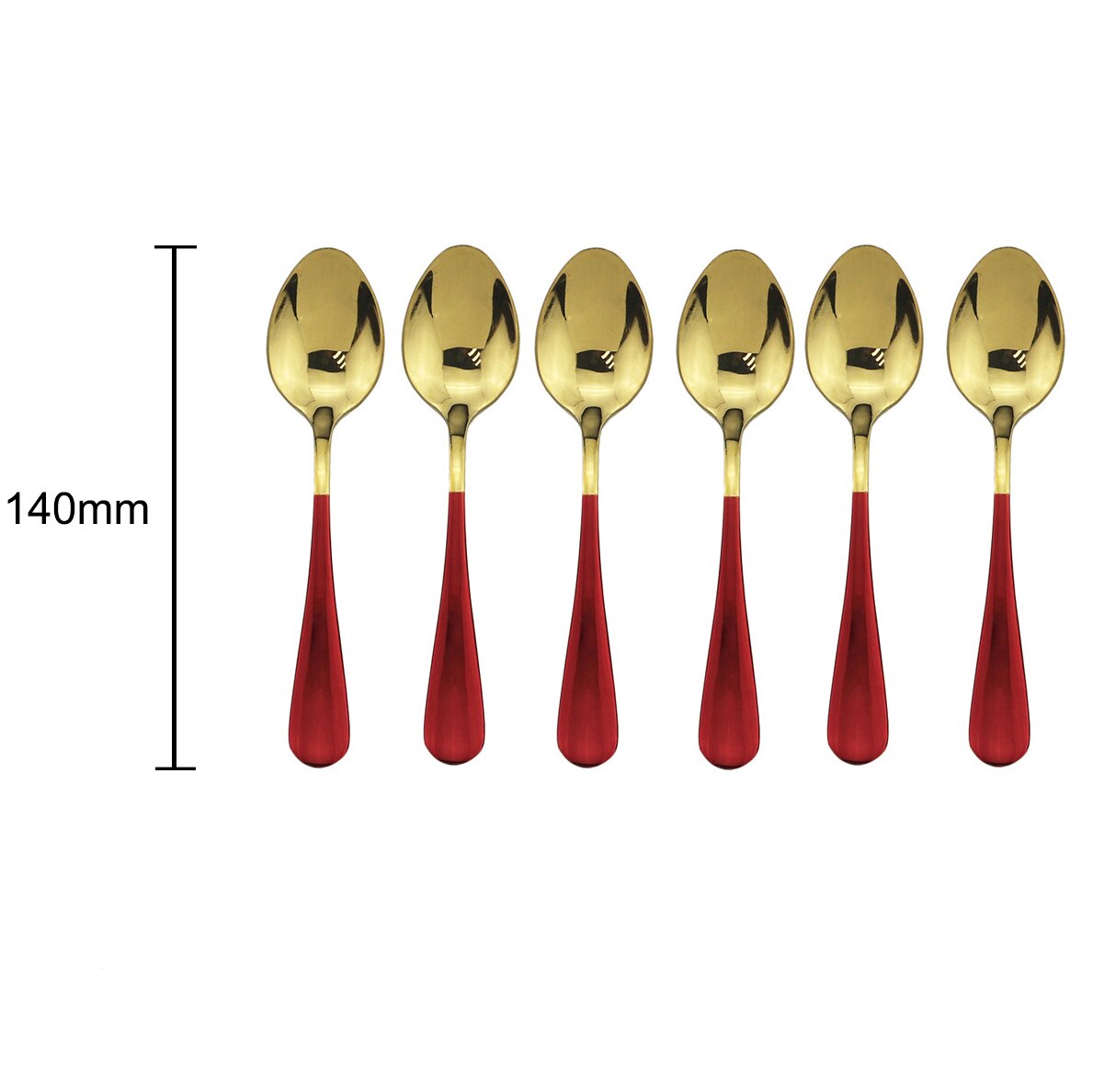 6pcs Dinnerware Pink Handle Gold Flatware Set 304 Stainless Steel Cutlery Set Dinner Knife Fork Spoon Hotel Tableware set: Red Teaspoon