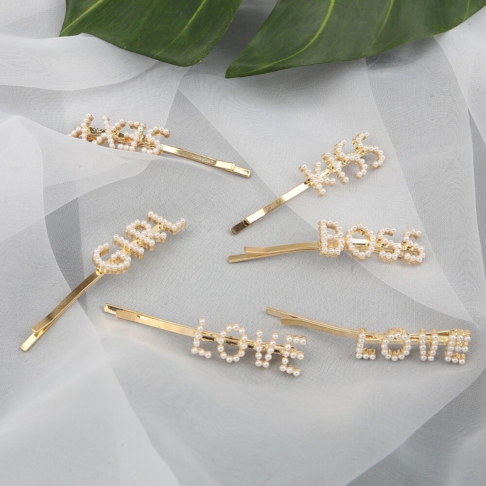 neue brief wort perle kristall haarnadel hairgrip haarspangen haar clip haarspange ornament haar zubehör