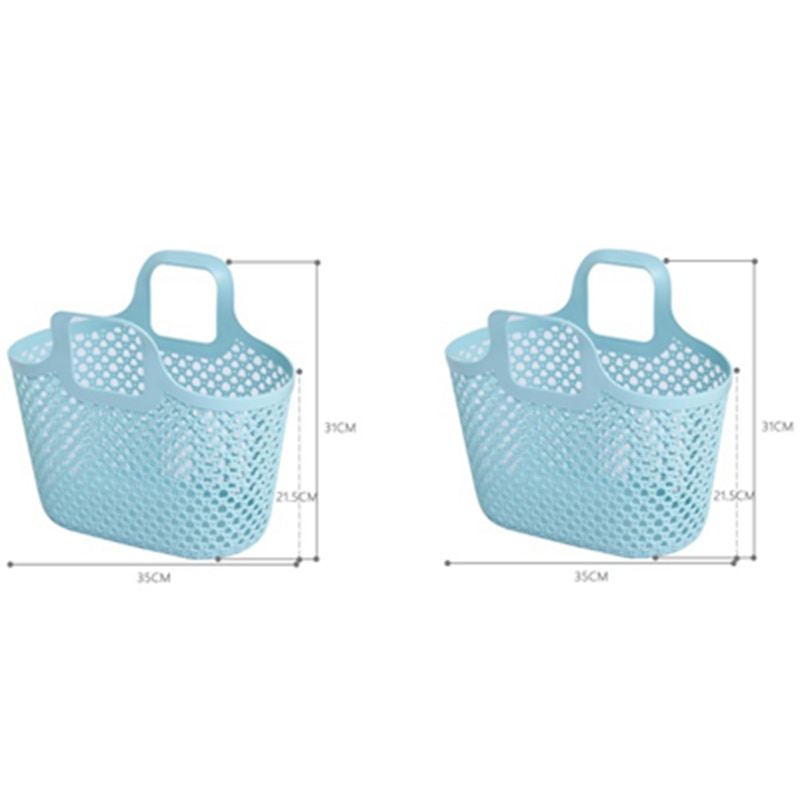 Pack of 2 Utility Plastic Storage Baskets with Handle Anti-rattan Shopping Basket PE Soft Plastic Weaving Basket