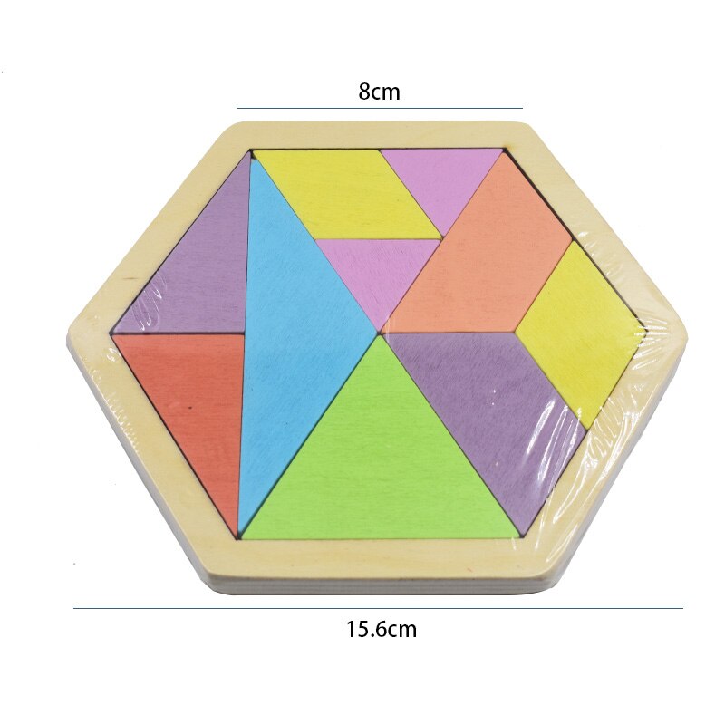 Wood Puzzles IQ Hexagon Puzzle Honeycomb Shape Tangram Board Toy Interesting Changeful Puzzle Toys for Children Adults Education: Green