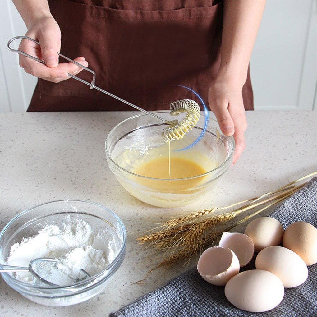 1PC jajko mieszadło trzepaczka robić jajek ze stali nierdzewnej ręczna sprężyna śrubowa wypieki cukiernicze trzepaczka robić kuchni