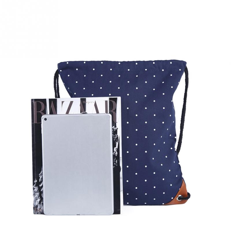 Vrouwen Mannen Trekkoord Tassen Retro Rugzak Canvas Stippen Afdrukken Rugzakken Voor Tieners School Schoudertas Travel Opslag Pouch