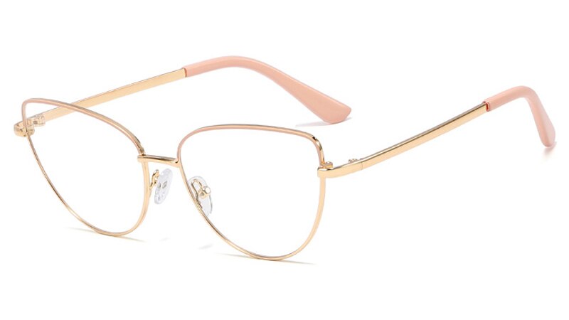 Kachawoo-gafas graduadas para mujer, lentes ópticas de metal, negro, dorado, retro, Ojo de Gato, accesorios para mujer, lente transparente: gold pink frame