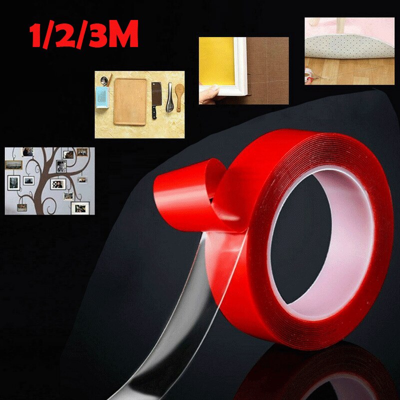 1/2/3 m Super Double Sided Tape Strong Adhesive Glue Transparent No Traces Sticker for Home Car Bedroom Garden