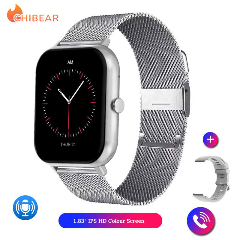 Nowy Smartwatch 2025 Dla Kobiet i Mężczyzn Prezent Pełny Ekran Dotykowy Zegarki Sportowe zdatność Połączenia Bluetooth Smartwatch Damski Dla Androida i iOS: czarny