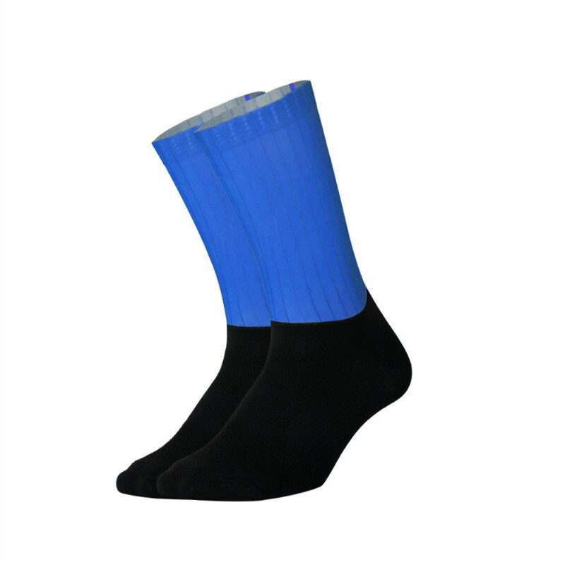 Silicone Non-slip Cycling Socks Functional Fiber Men Women Bicycle Bike Socks Anti Slip Hiking Camping Sport Socks: Blue