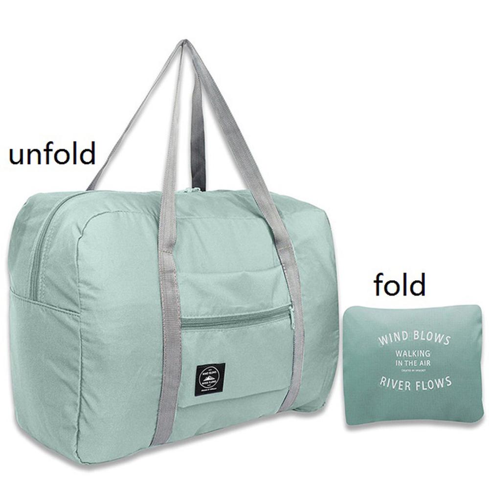 Wasserdicht Nylon Reisetaschen Frauen Männer Große Kapazität Klapp Duffle Tasche Organizer Verpackung Würfel Gepäck Mädchen Wochenende Tasche #0611: Light blue