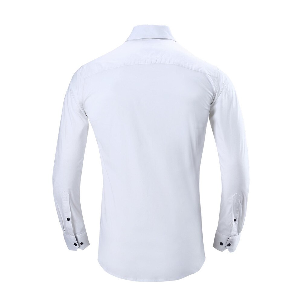 Forår efterår herre polyester skjorte polkaprikkede lange ærmer business skjorter til mænd slim fit afslappet herre tøj