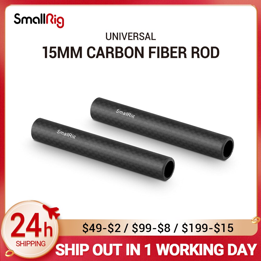 SmallRig 15mm Carbon Fiber Rod 4 zoll Lange für 15mm Stange Licht Gewicht Unterstützung System DSLR Kamera Rig -1871 (Pack von 2)