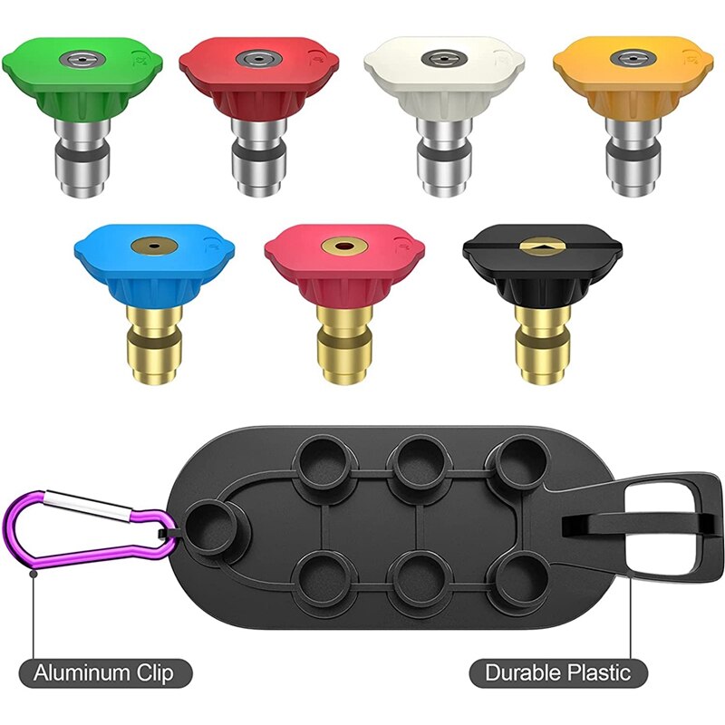 Pressure Washer Pivoting Coupler,9Pcs Pressure Washer Tips Set with a Connecting Pivoting Coupler, Nozzle,Holder,1/4Plug