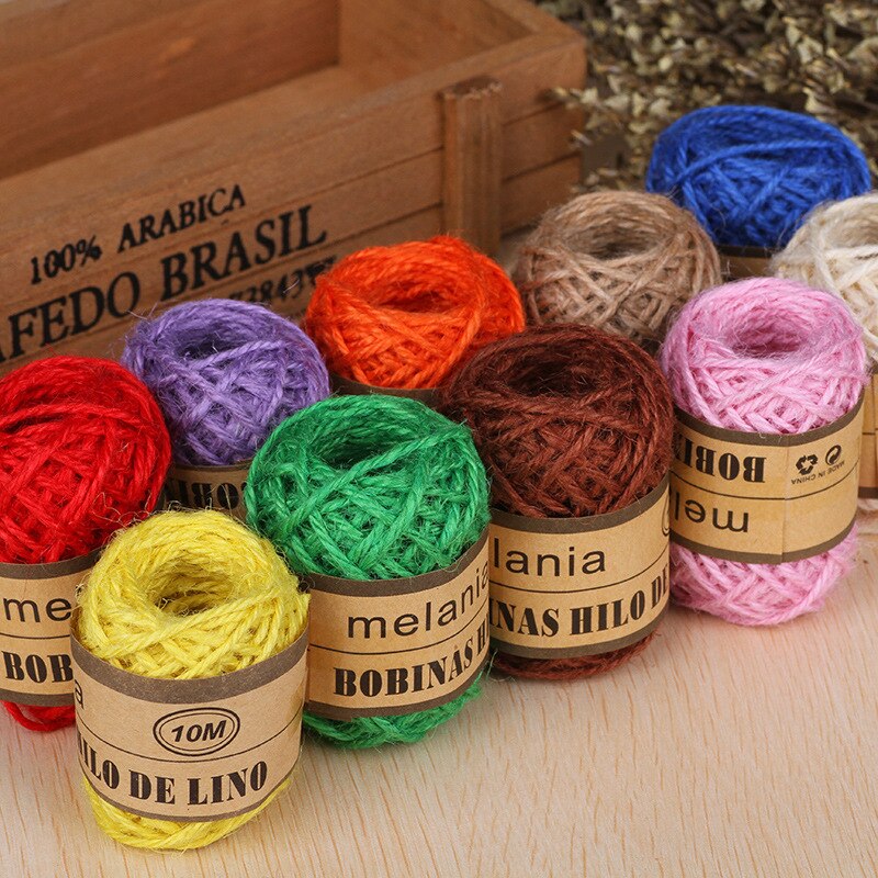 Corde de jute en chanvre 10 mètres, bricolage couture macramé fil de ficelle de couleur vase décoration Textile de maison artisanat fait à la main accessoires 1mm