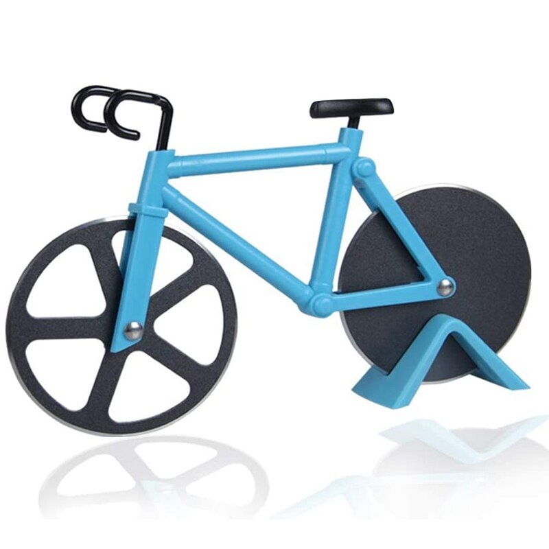 Bicycle Pizza Cutter, Bike Pizza Slicer Dual Cutting Wheels Bike Pizza Cutter Wheel with a Stand: Default Title