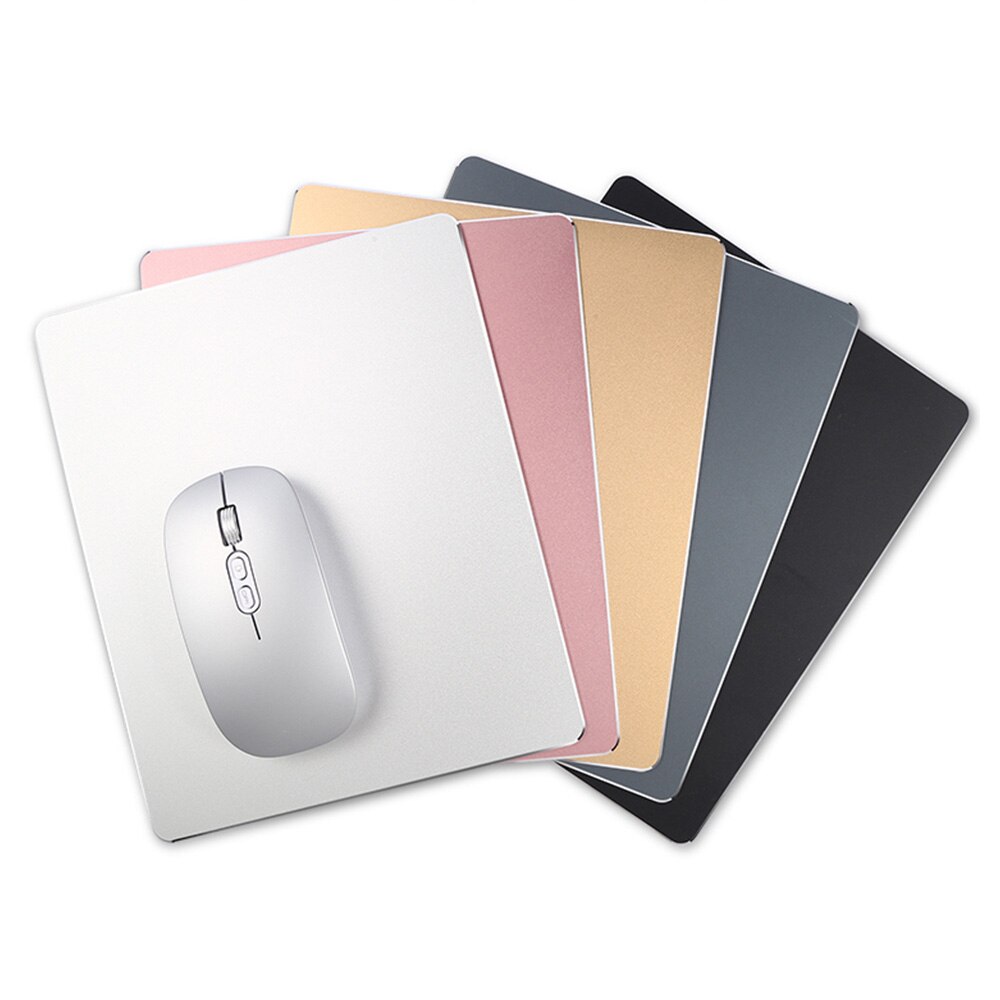 Tapis de souris en aluminium en métal tapis de souris mince magique lisse dur Double face étanche contrôle rapide et précis pour le bureau à la maison: Or