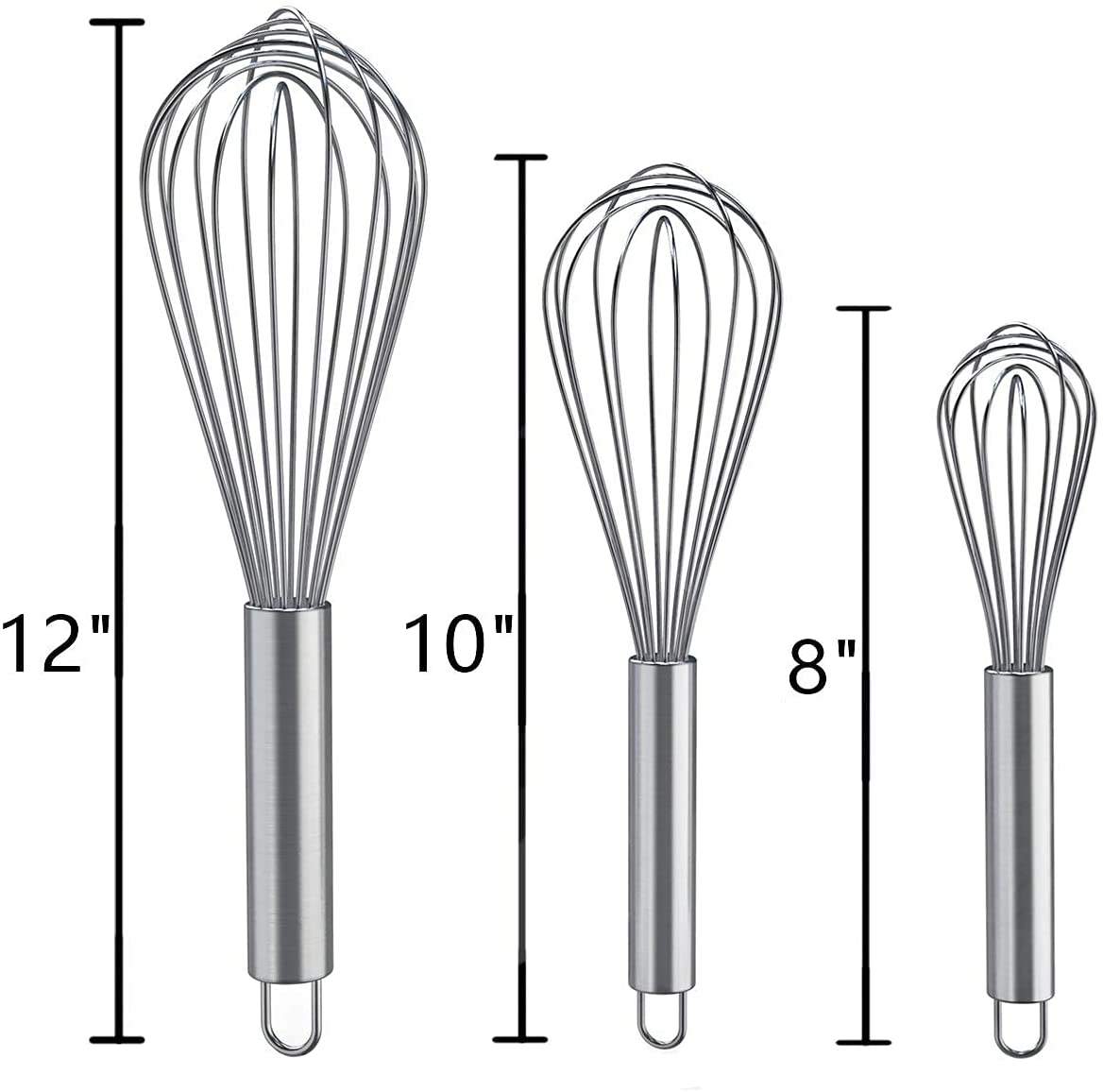 Rvs Garde Keuken Whisk Melk Eiklopper Voor Koken Mengen Kloppen Verslaan Roeren Ballon Garde 8 "10" 12"
