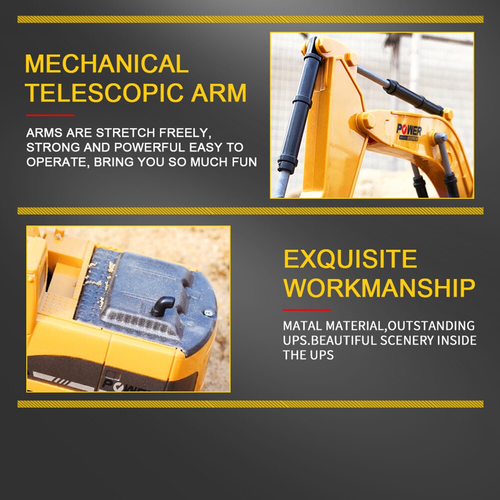 6 kanalen Draadloze Speelgoed RC Graafmachine USB Oplaadbare Elektronische Slijtvast Met Licht Simulatie Techniek Voertuig