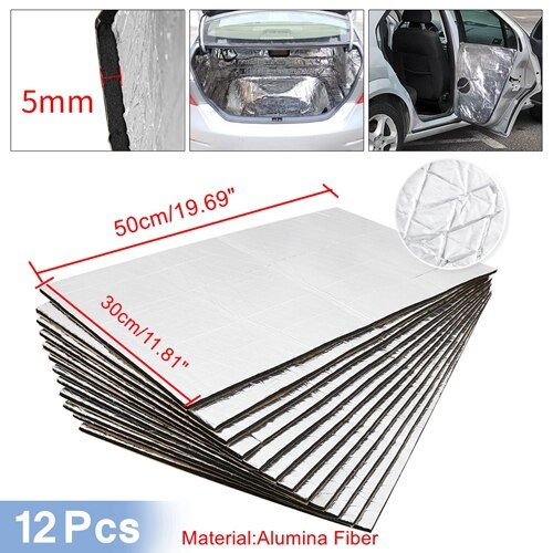9 stuks /12 stuks 50cm*30cm geluidsdemper warmte-isolatiemat auto bus geluidsisolatie dempende isolatie motorkap isolatie: 12 stuks aluminiumoxidevezel
