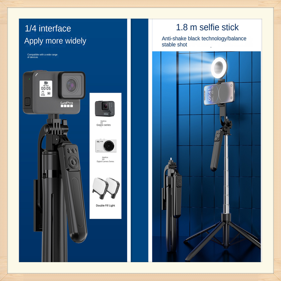 Statyw FANGTUOSI 1800 mm do aparatu w smartfonie, statyw z migawką Bluetooth, bezprzewodowe uchwyty do selfie Stick Uchwyt na telefon