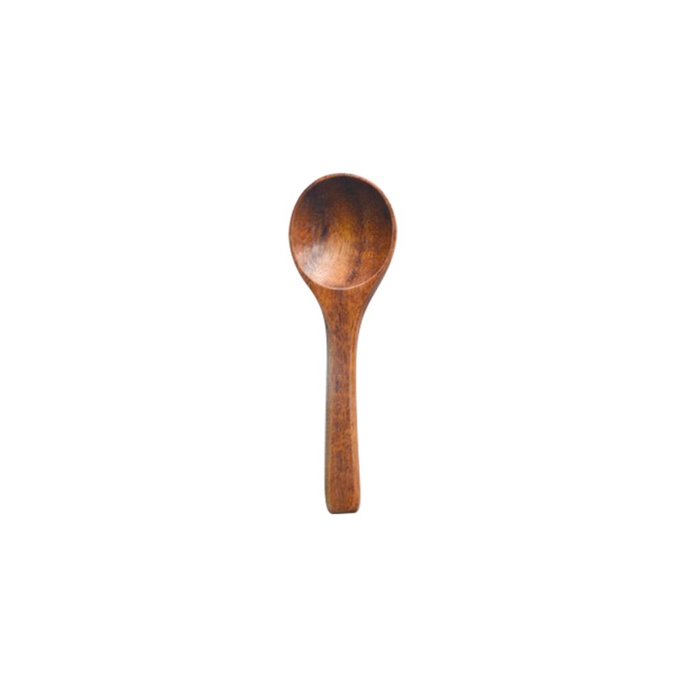 Natural Acacia Kitchen Wooden Spoon Salad Dinner Rice Serving Spoons Wood Fork Spoon Cutlery Tableware Coffee Mixing Spoon: A