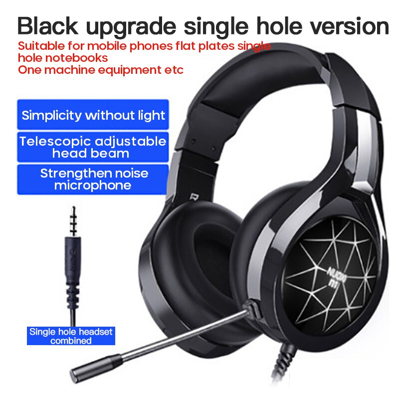 Gaming Headset Hoofdtelefoon Met Microfoon Licht Surround Sound Bass Koptelefoon Voor PS4 Professionele Gamer Pc Laptop: H