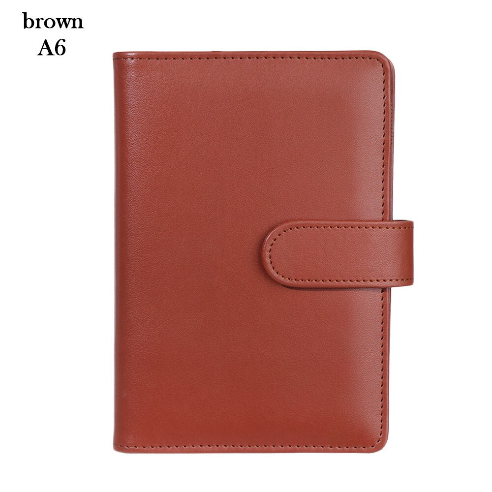 1Pc Vintage Refillable Notebook File Folder Notepad Cover PU Leather Ring Binder Artificial Loose Leaf Binder Office Supplies: A6 brown