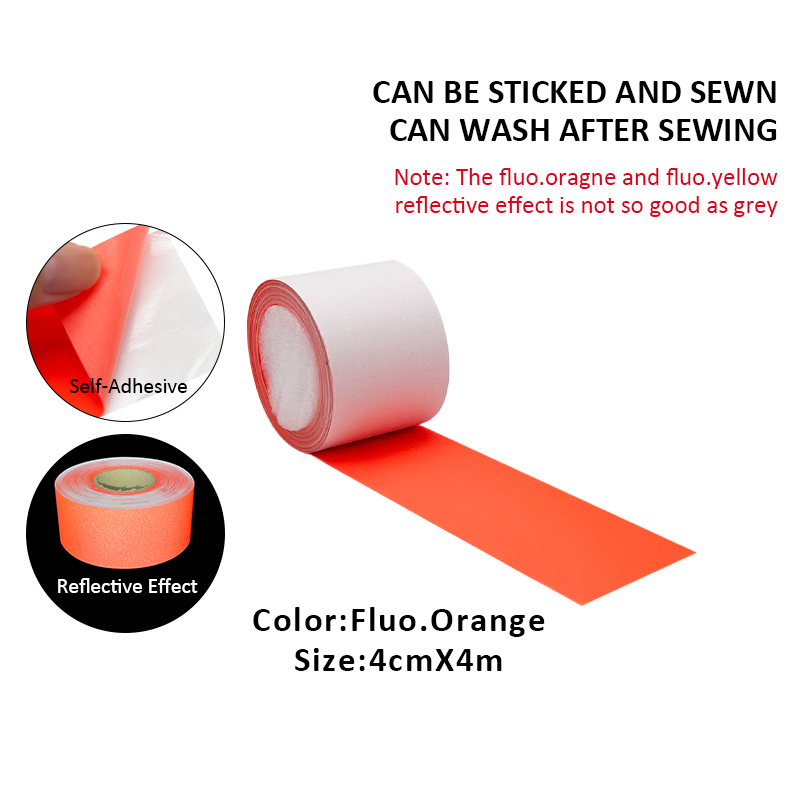 Self-Adhesive Reflective Sticker for Bag Car Clothes DIY Cutting Multi-Size Fluorescent Orange: 4cmX4cm