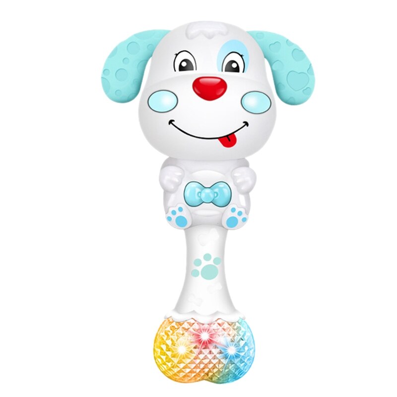 Cartoon Puppy Baby Rammelaar Met Muziek Licht Bijtring Speelgoed Trekt Baby 'S Aandacht Te Kiezen: Blue