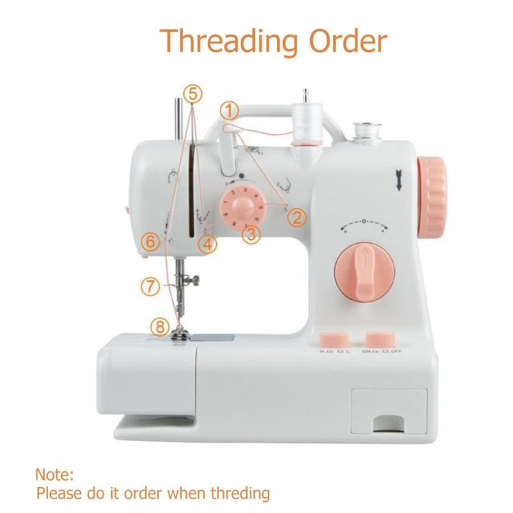 Mini Sewing Machine Built-in Light Mending Machine Double Thread Stitching Electric Pedal Sewing Small Gadget